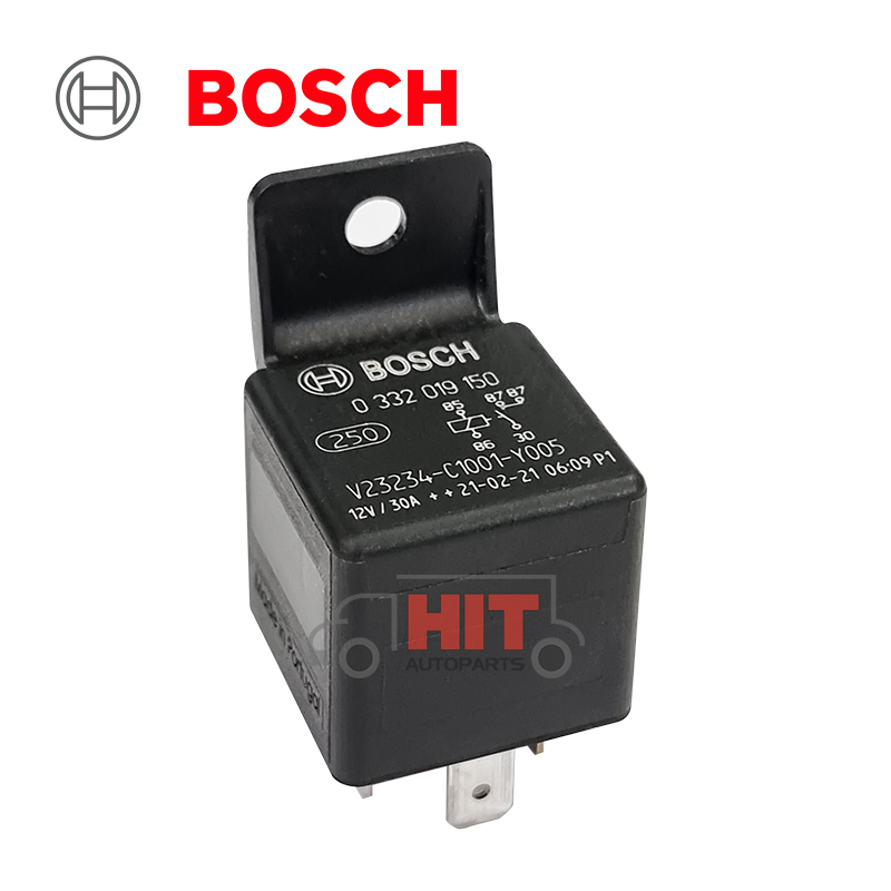 Реле BOSCH 12V 30A универсално 5 крачета с държач Реле BOSCH 12V 30A универсално 5 крачета с държач