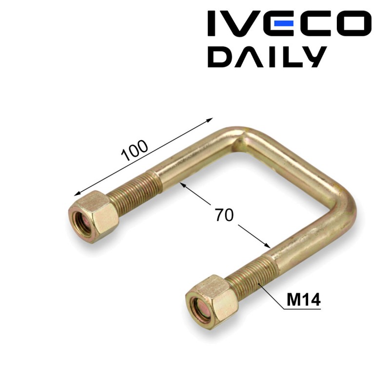 Скоба за ресор на IVECO Daily M14 (70x100 мм) с гайки Скоба за ресор на IVECO Daily M14 (70x100 мм) с гайки