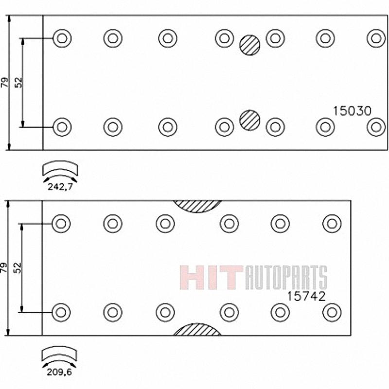 Феродо MERCEDES, IVECO 15742 / 15030 – барабанни накладки за камиони